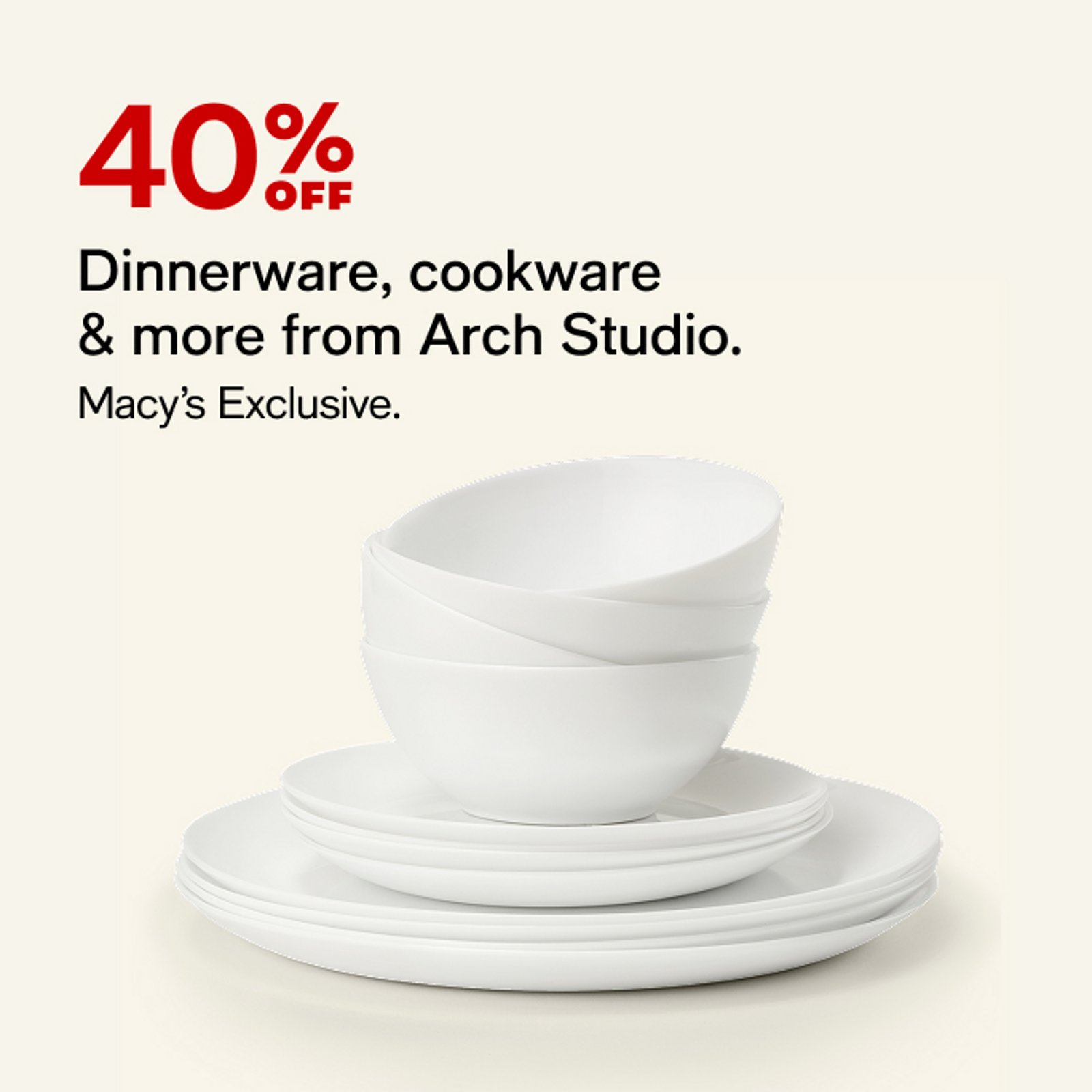 40% off Dinnerware, cookware & more from Arch Studio