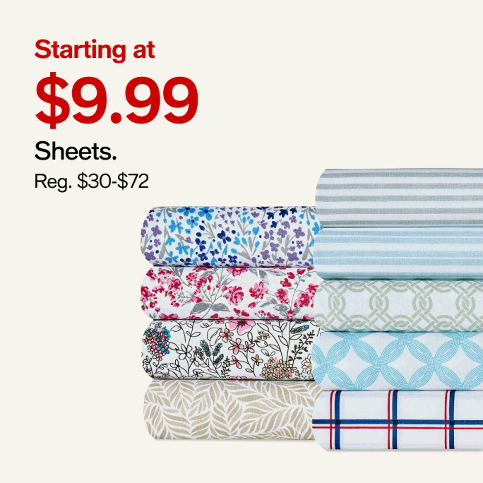 Starting at $9.99 Sheets.