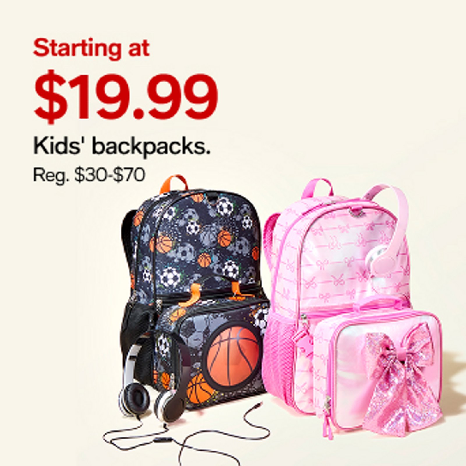 Starting at $19.99 kids backpack