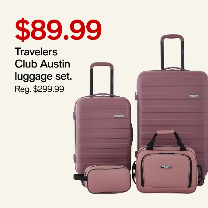 $89.99 Travelers Club Austin Luggage Set
