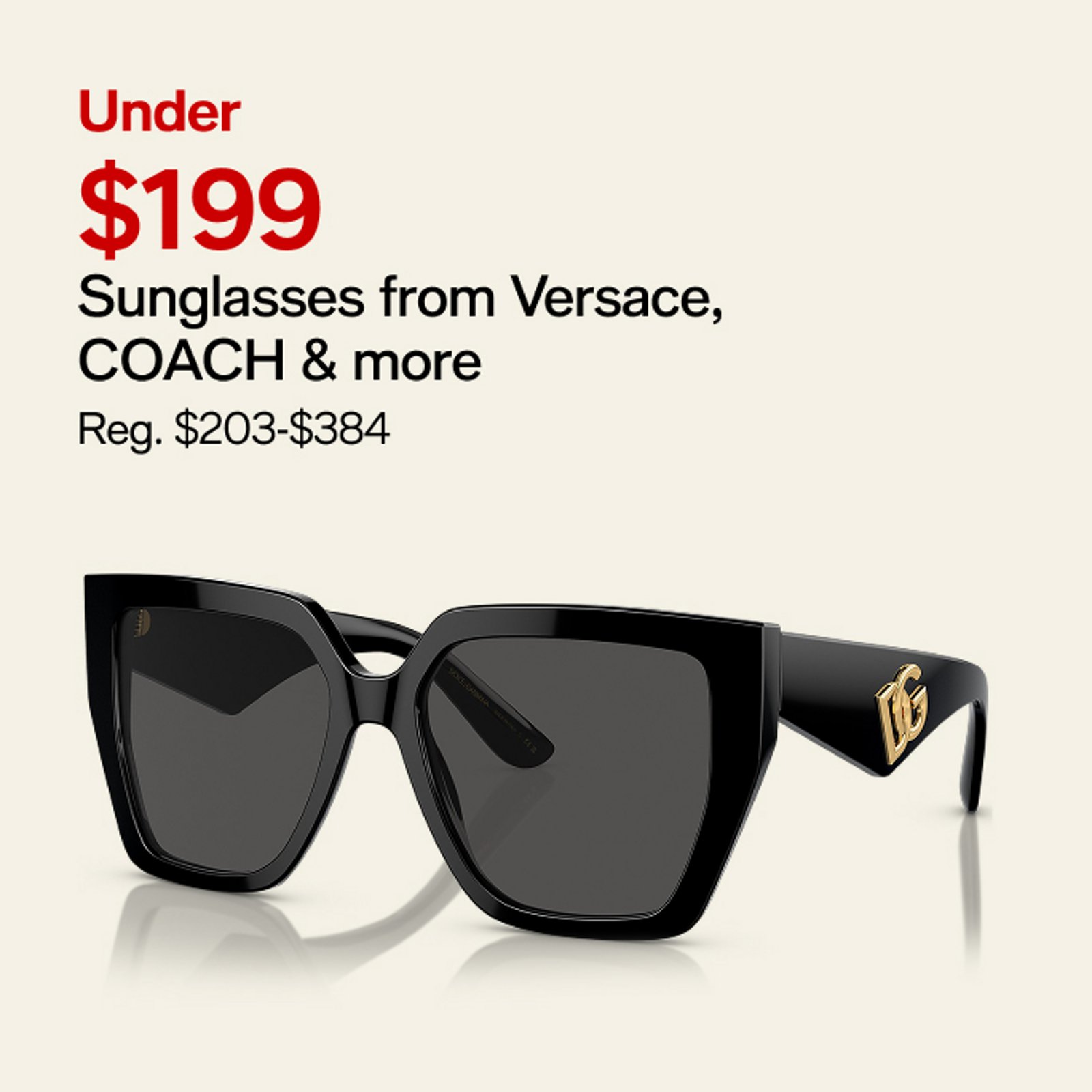 Under $199 Sunglasses from Versace, COACH & more