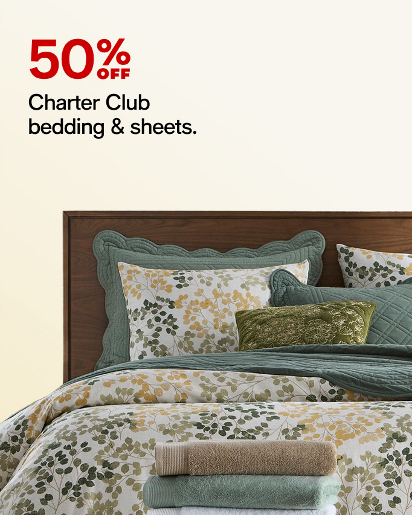 50% OFF Charter Club bedding & sheets