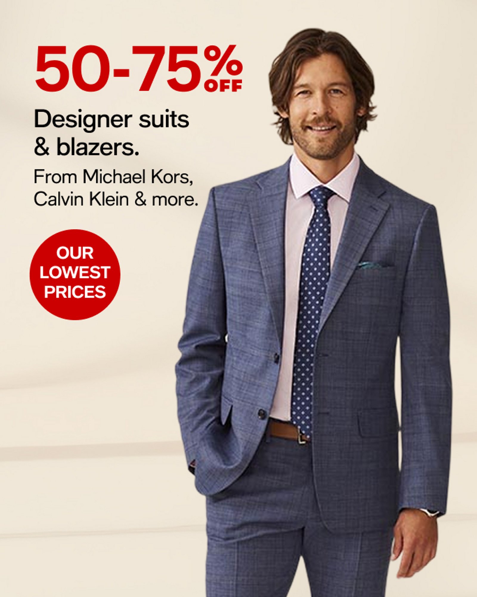 50-75% off Designer suits & blazers